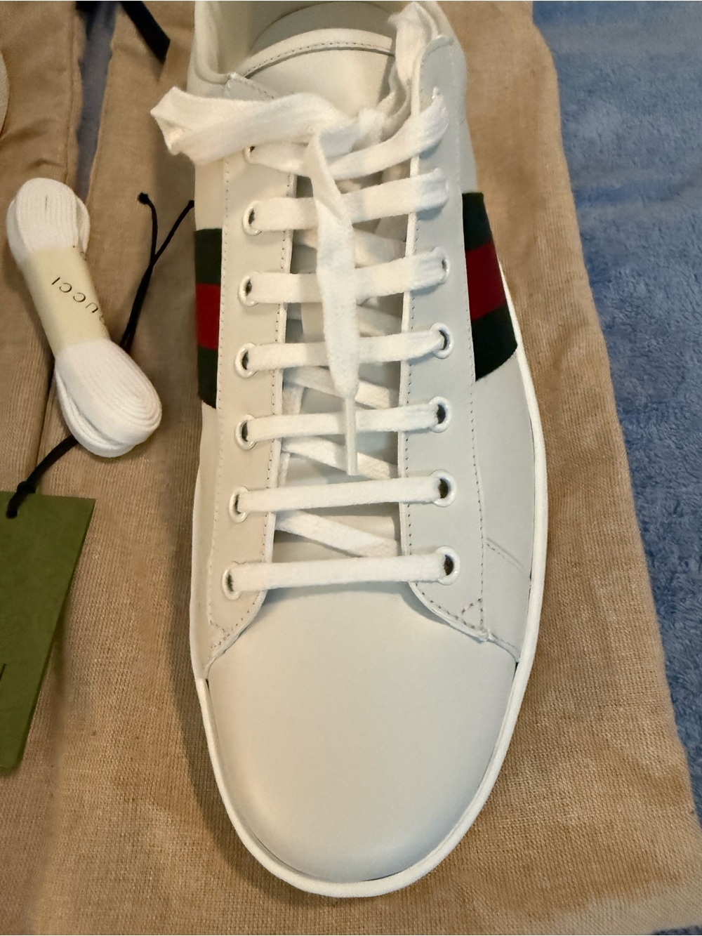 Gucci mens ace sneakers size 14 worn once for 20 minutes for a photo shoot mint - Picture 4 of 12
